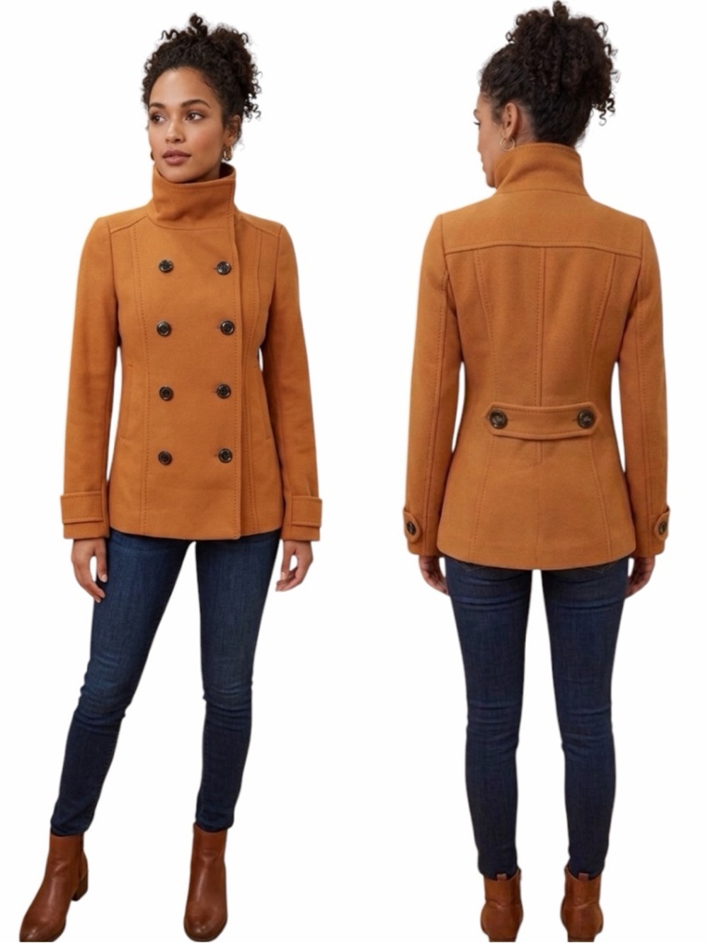 St. John Vintage Collection Marie Gray Wool Peacoat Burnt Orange Size Petite/ P